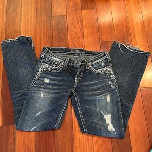 Silver distressed jeans